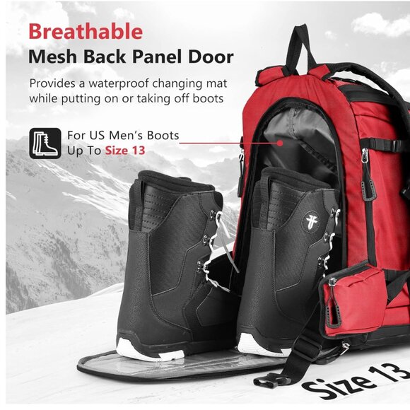 60L Waterproof Ski Boot & Helmet Backpack – Heavy-Duty, Multi-Compartment Gear B main image 4